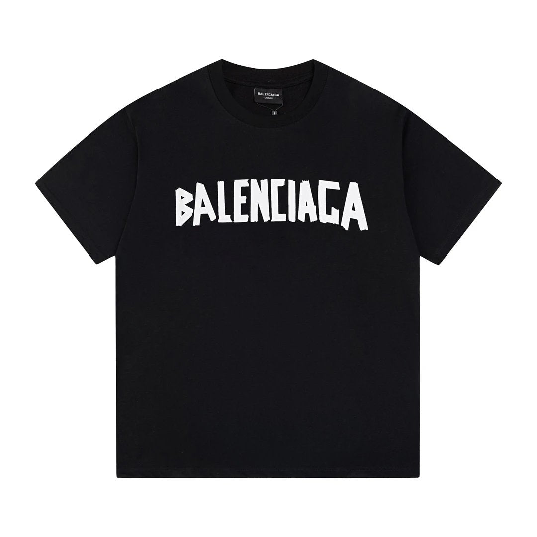 Balenciaga T-shirt Front and Back Tape Letter Print logo round Neck Short Sleeve25ss New pure cotton T Unisex T-Shirt OS Loose Fit Base Shirt Top Half Sleeve T-Shirt