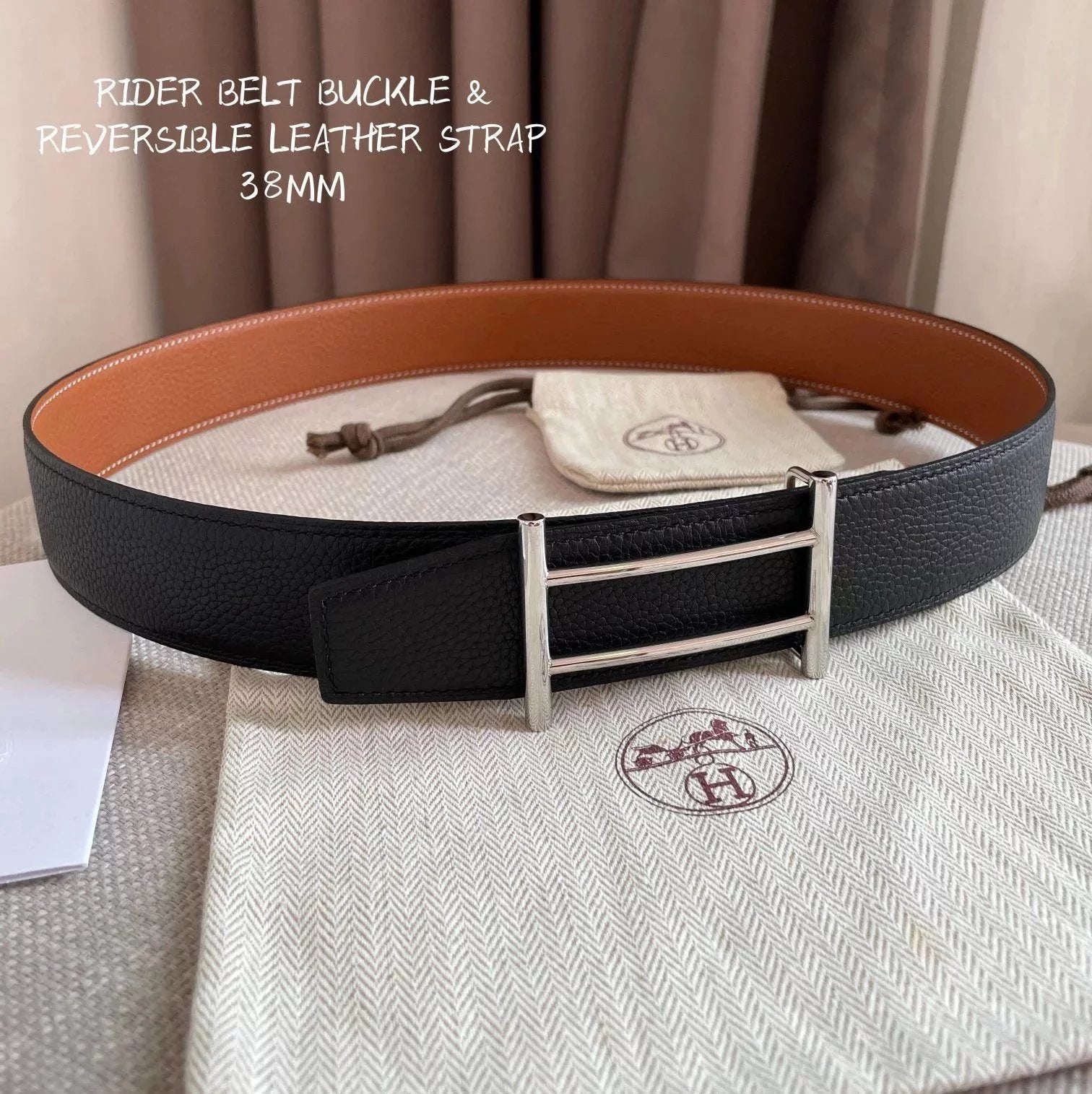 Hermes Belt Top version Exclusive Mobile Phone Real Shot High Quality Double-Sided Imported First Layer Cowhide Men's Belt Double-Sided Available h Home Belt Fashion All-Match Clothes Accessories Width3.8cm