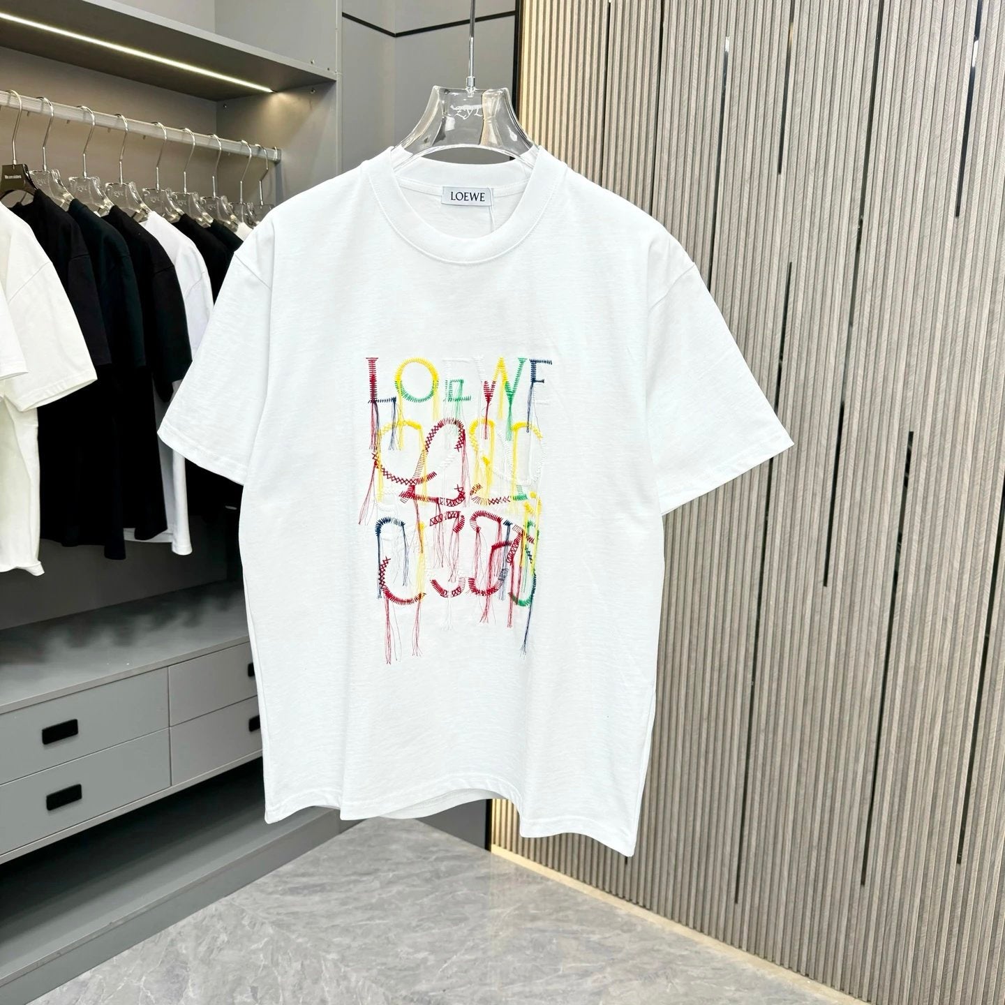 LOEWE T-shirt Chest Tassel Series Craft Embroidery logo round Neck Short Sleeve25ss New Pure Cotton Unisex Style T T-shirt OS Loose Fit Base Shirt Top Half Sleeve T-Shirt