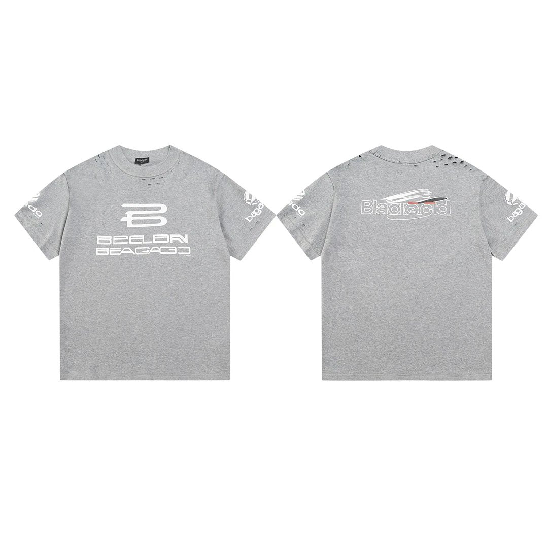 Balenciaga T-shirt Chest Letter Print logo round Neck Short Sleeve25ss New Pure Cotton Unisex Style T Casual T-Shirt Base Layer Shirt OS Loose Fit Half Sleeve Top Plus Size