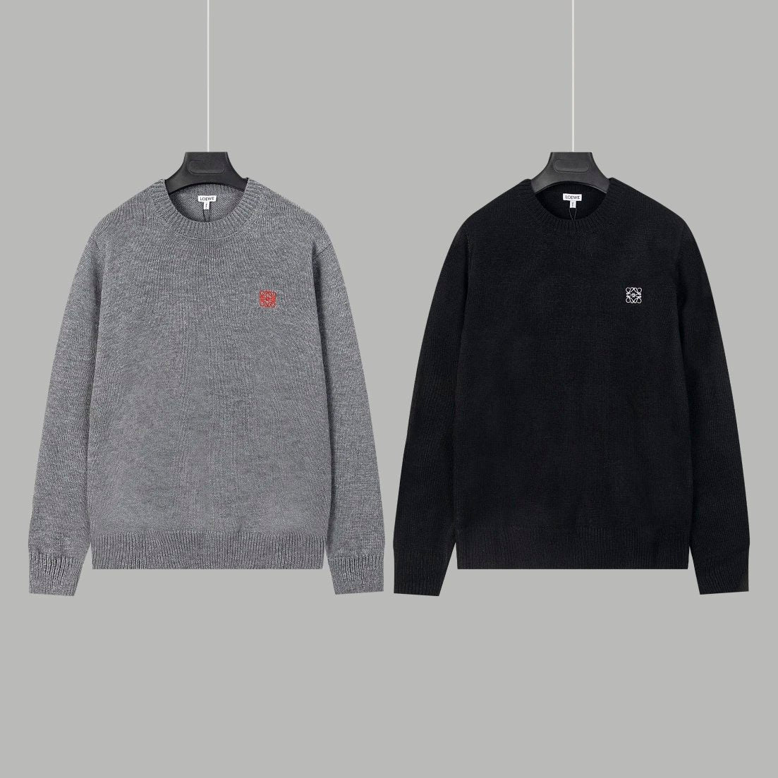 LOEWE Sweater Embroidered Small Logo Crew Neck Sweater Casual Loose Fit Versatile Pullover Knitwear os Men's and Women's Inner Sweater os Version24ss Autumn and Winter New Products