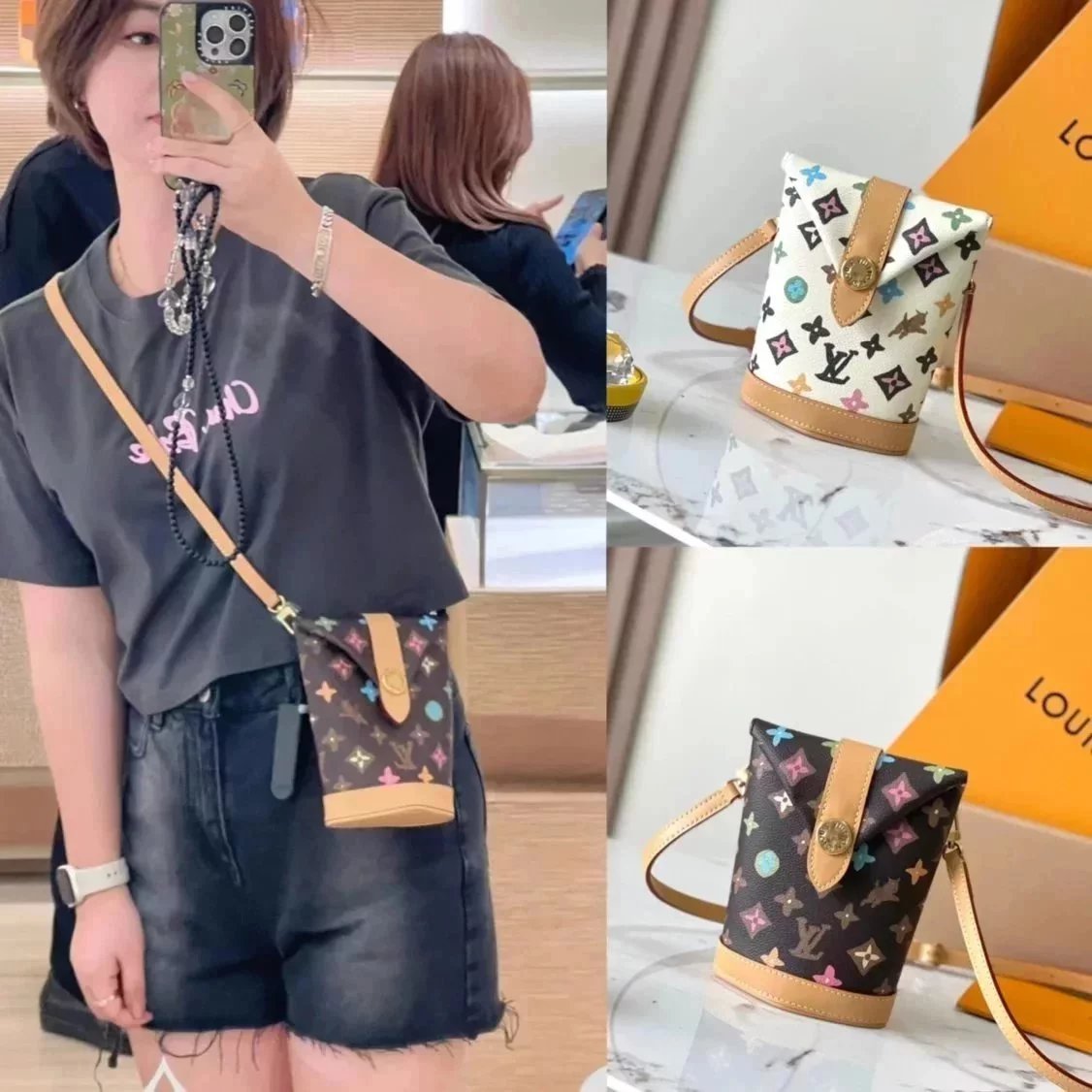 Louis Vuitton LV Women's Bag Top version Super MB Chip Version Original Leather24New All-Steel Hardware Dynamic Chip Version Tyler Joint Bucket Bag Shoulder Messenger Bag Men's and Women's Handbags M83343