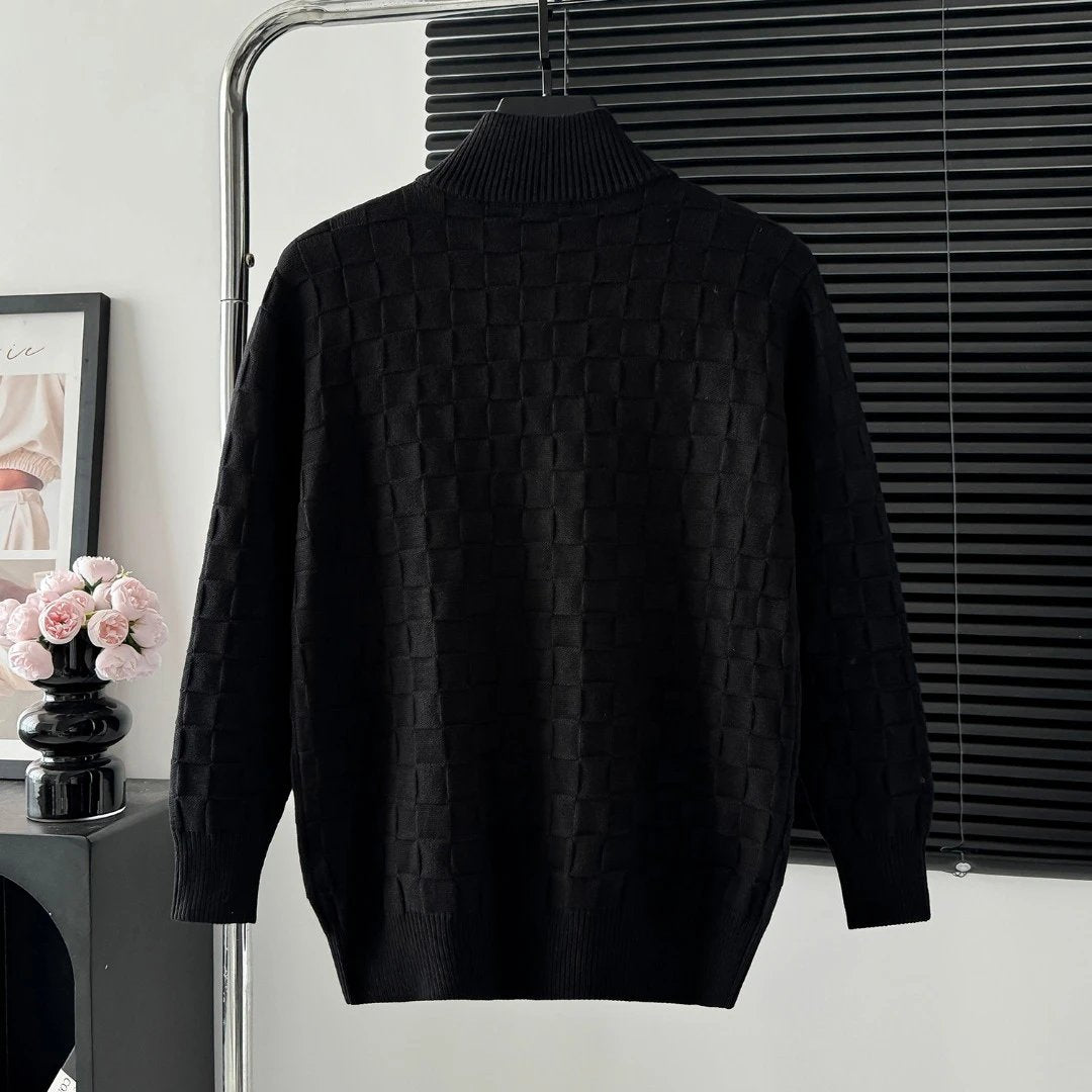 Louis Vuitton LV Sweater Full Print logo Textured Zipper Sweater25ss Spring New Thickened Long Sleeve Pullover Unisex OS Loose Fit Top Versatile Casual Jacket