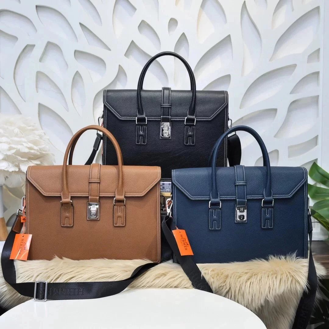 Hermes men's bag Top version Genuine Goods Surrogate Shopping Men's Bag Business Men's Briefcase Shoulder Messenger Handbag Men's Bag h Home Men's Bag Men's Briefcase Computer Bag,Import togo Leather