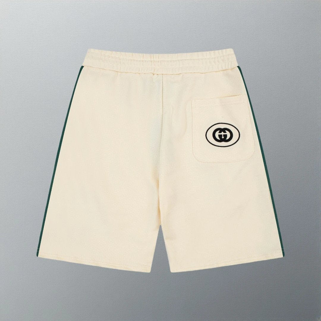 Gucci Shorts Double Back Design G Letter Embroidery with Red and Green Ribbons on Both Sides logo Five-point Shorts25ss New Drawstring Casual Summer Pants American Style5Two-in-One Casual Sweatpants for Men and Women, Pure Cotton Joggers