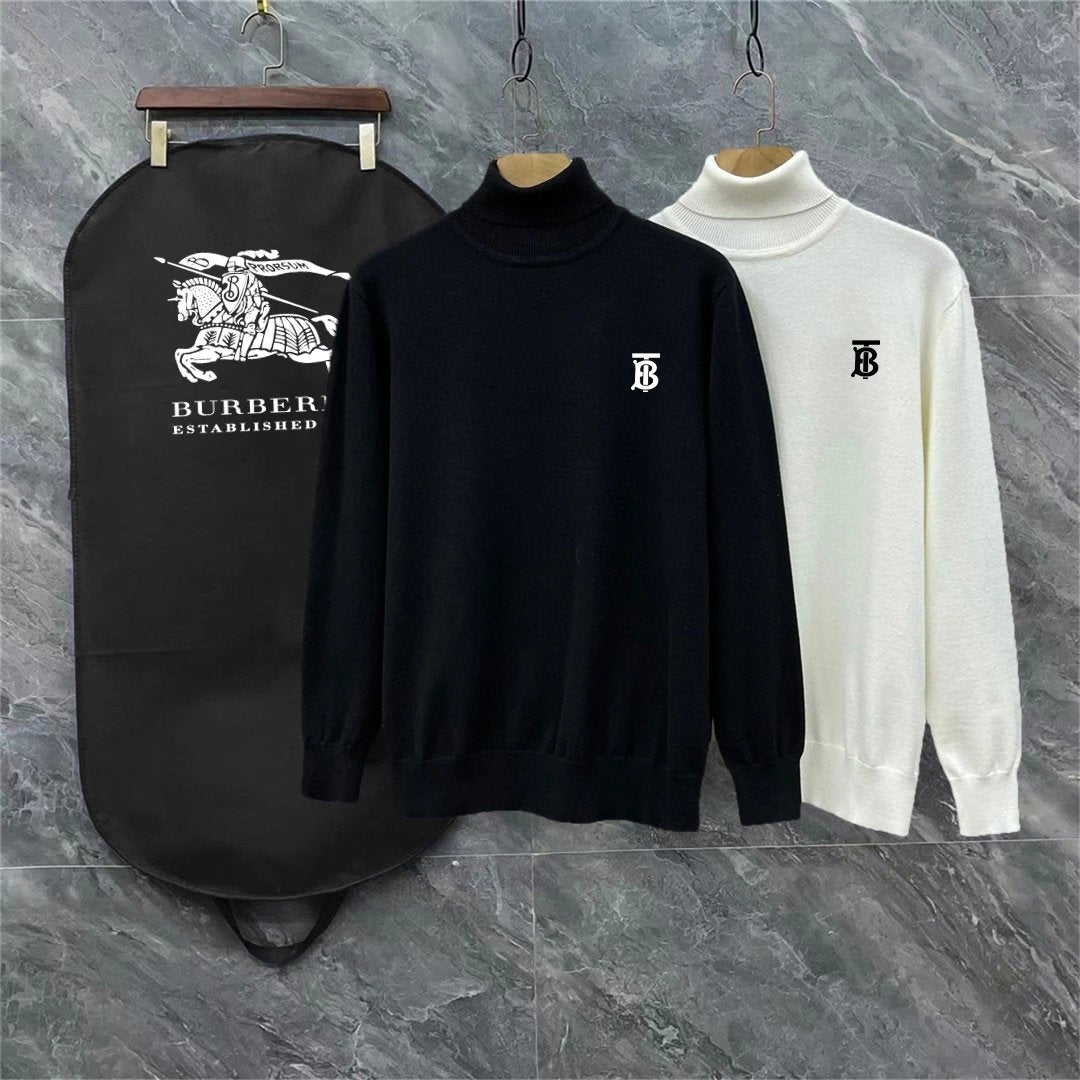 Burberry Sweater Classic Wool Blend Turtleneck Sweater Unisex Versatile Casual Coat Inner and Outer Wear