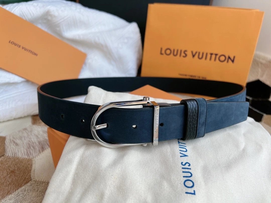 Louis Vuitton LV Belt Top version 【Counter Quality】The Most New Belt3.5cm Men's Belt Metal Buckle Men's Leather Belt with Classic Presbyopic Checkered Belt with Genuine Goods Packaging No Problem in and out of the Counter Versatile Casual Fashion Formal W