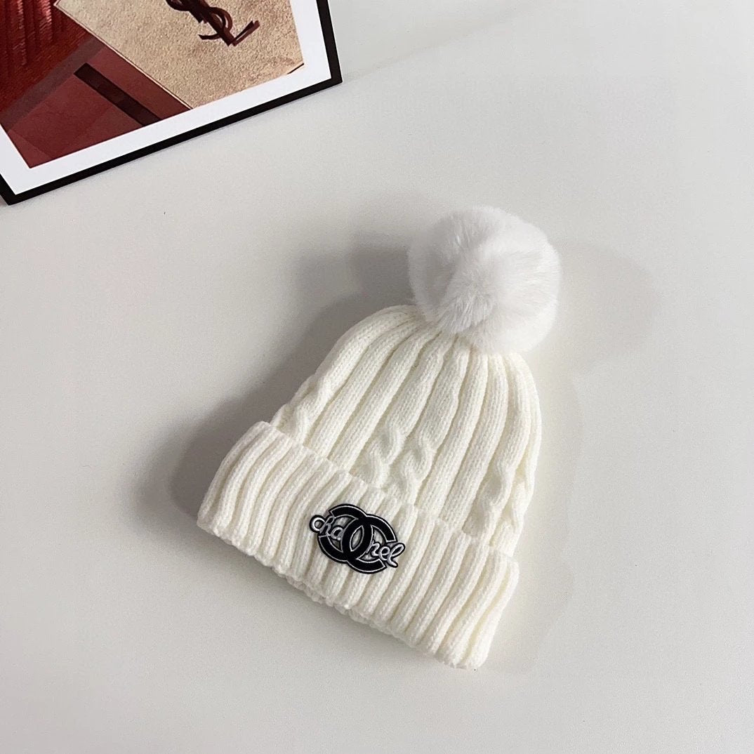 Chanel Hat High Quality Hat2024Autumn and Winter New Twist Hair Ball Woolen Cap,Designed for Men and Women