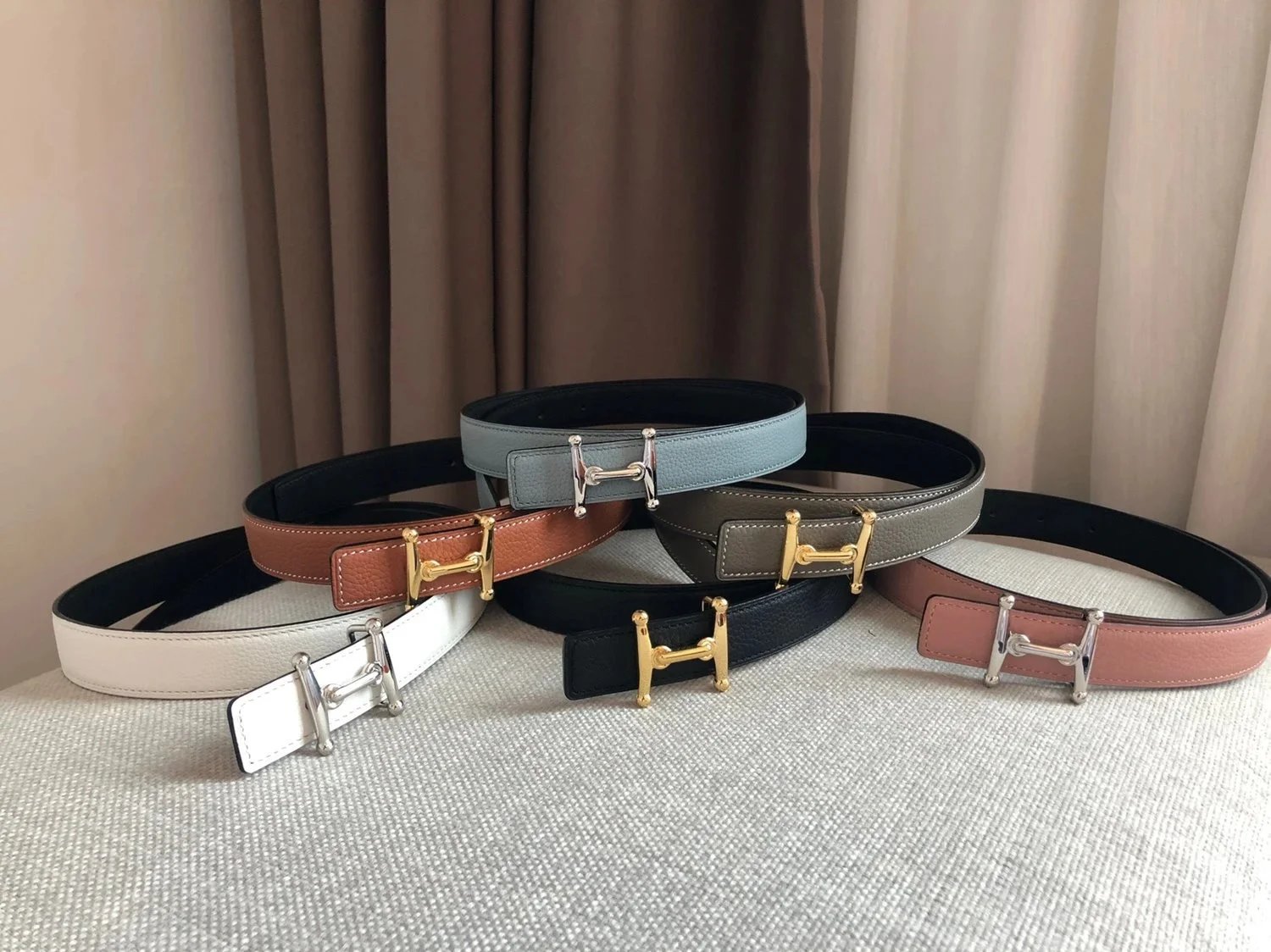 Hermes Belt Top version Women's Thin Belt Double-Sided Imported First Layer Calfskin Double-Sided Letters h Buckle Belt Skirt Shaped Accessory Women's Belt2.5Centimeter Wide