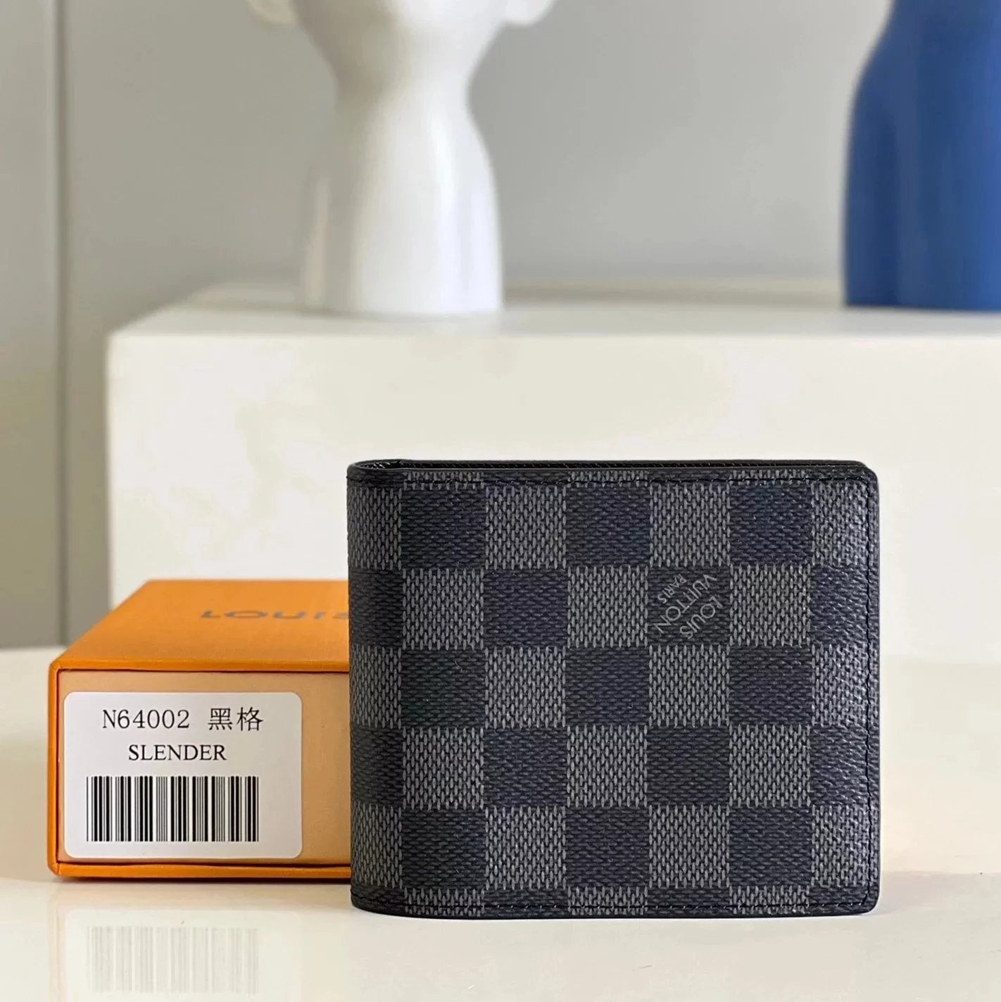 Louis Vuitton LV Wallets/Clutches Top version M64002SLENDER Wallet Boys Wallet Folding Pocket Clip Wallet Made of Masculine Style MonogramEclipse Made of Canvas Fabric,This Style Slender Small and Thin Wallet