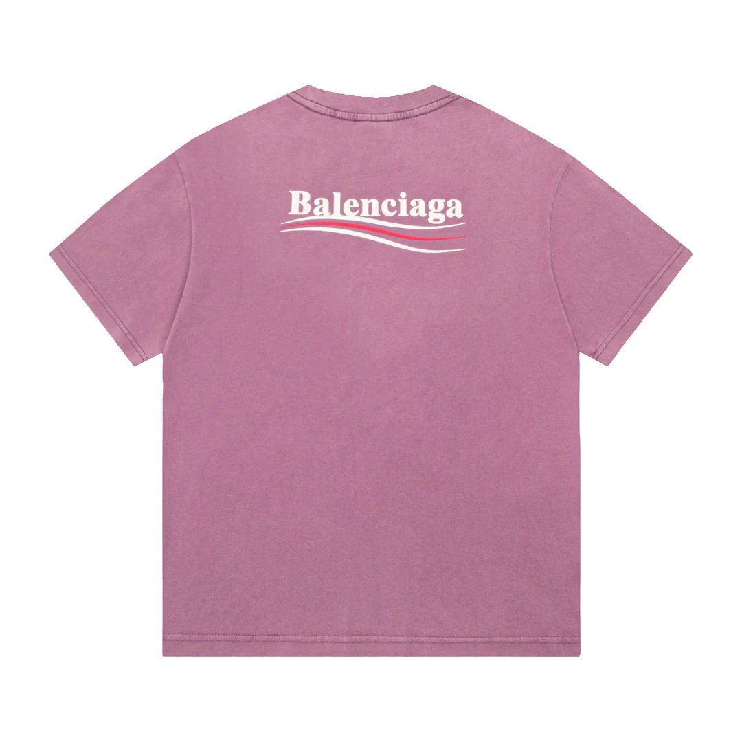 Balenciaga T-shirt Vintage Print Round Neck Short Sleeve T-Shirt25ss New pure cotton T Unisex T-Shirt OS Drop Shoulder Style Base Shirt Top T-Shirt Half Sleeve