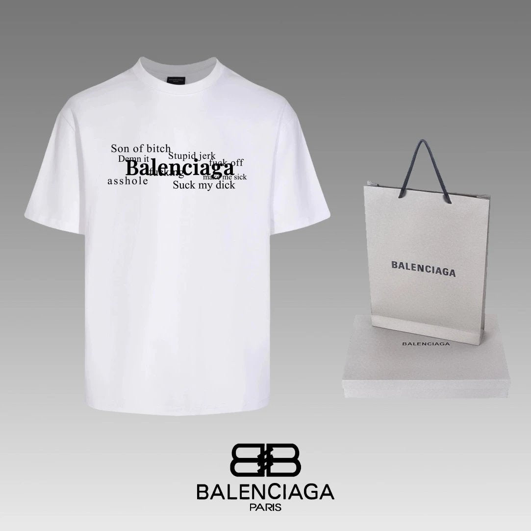 Balenciaga T-shirt Chest Letter Print logo round Neck Short Sleeve25ss New pure cotton T Unisex T-Shirt OS Loose Fit Base Shirt Top Half Sleeve T-Shirt