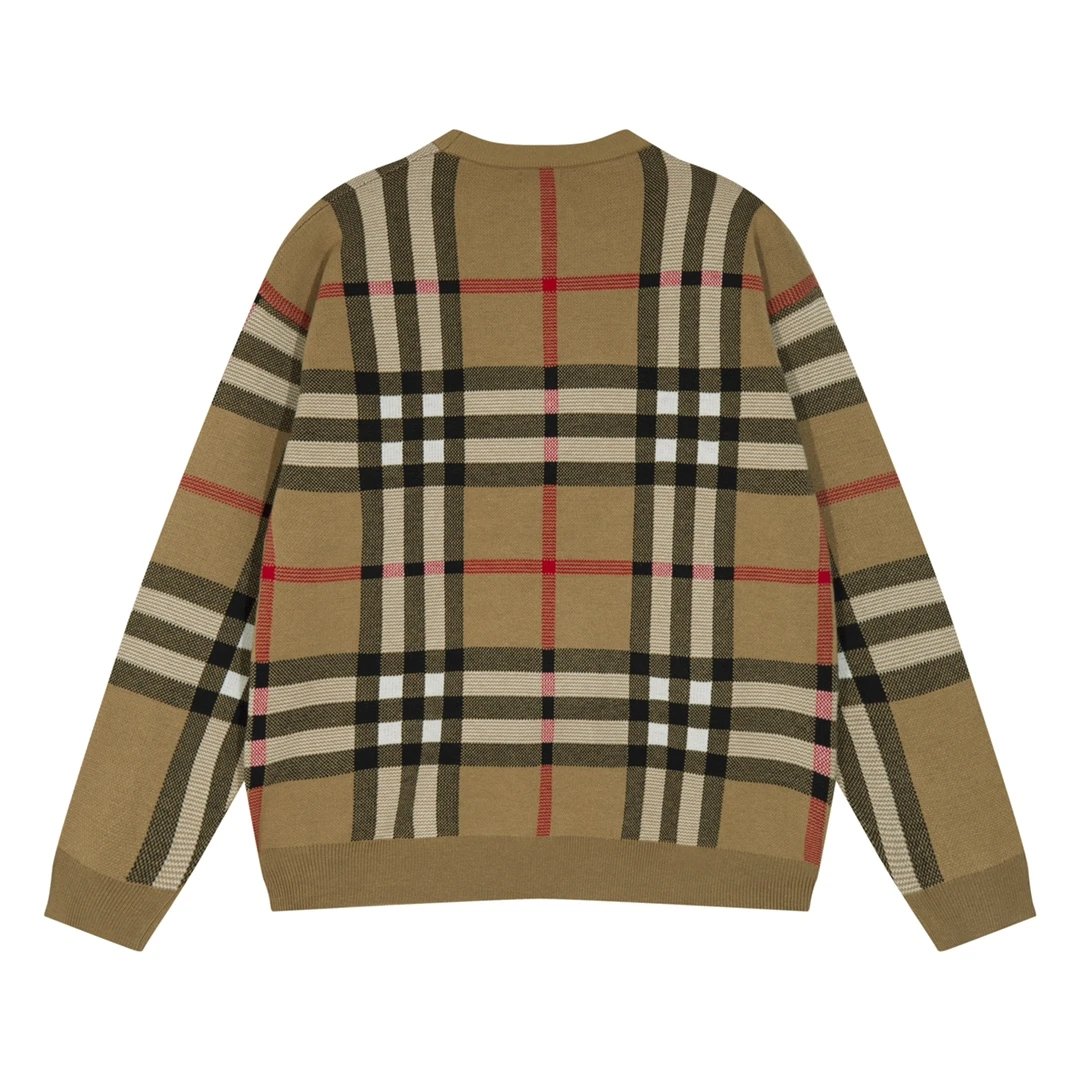 Burberry Sweater Color Block Plaid Classic Crew Neck Sweater Long Sleeve Thickened Lazy Style Unisex Loose Knit Top Coat Versatile Casual Wear