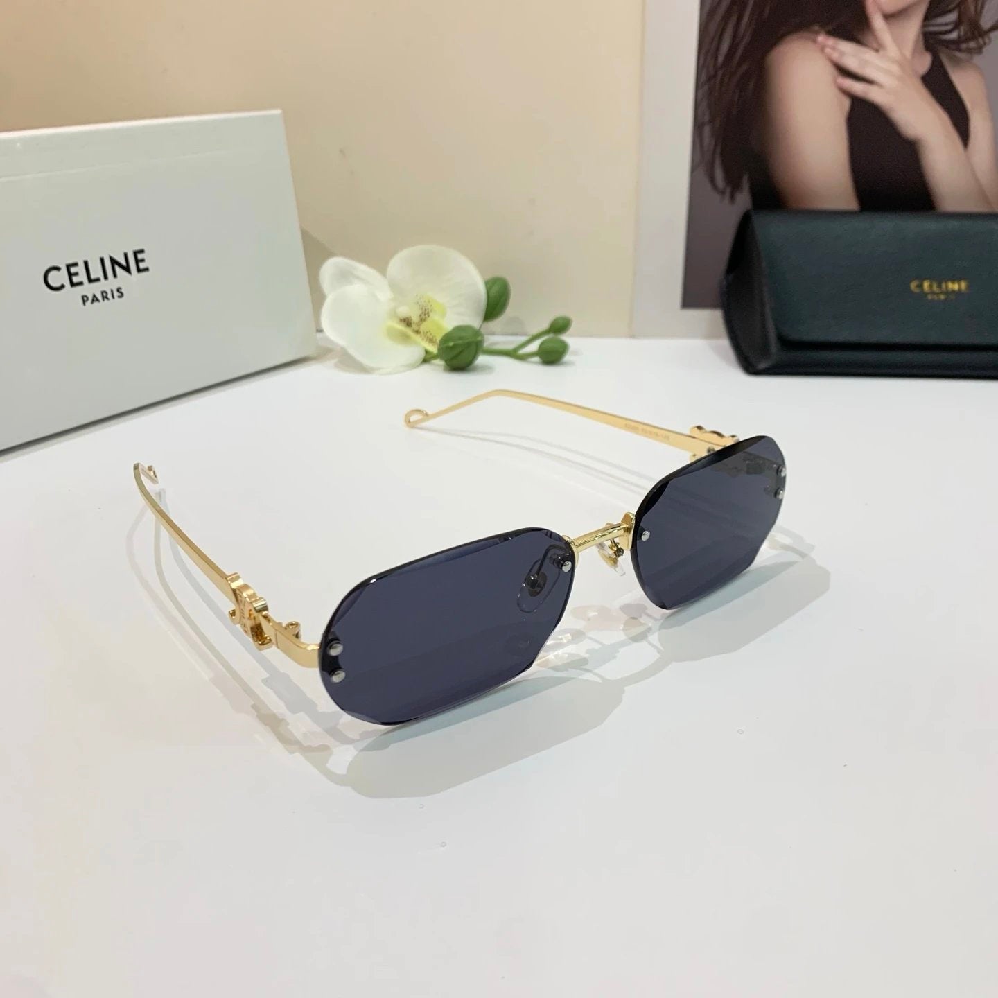 Celine Sunglasses Small Square Frame Sunglasses Slimming No Prescription Driving Beach Fishing Unisex Couple Style UV Protection25ss New Sports Casual Versatile