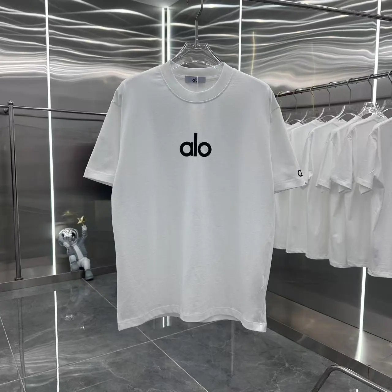 Alo Yoga T-shirt Chest Small Letter Print logo round Neck Short Sleeve25ss New pure cotton T Unisex T-Shirt OS Loose Fit Base Shirt Top Half Sleeve T-Shirt