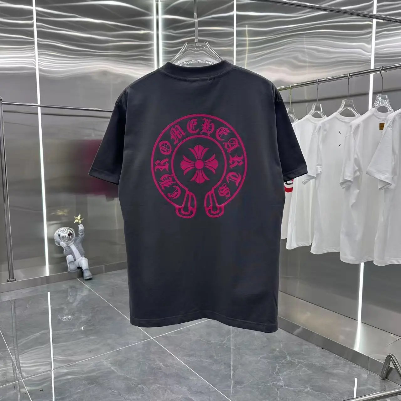Chrome Hearts T-shirt Back with Sanskrit Script Print logo round Neck Short Sleeve25ss New Pure Cotton Unisex Style T T-shirt OS Loose Fit Base Shirt Top Half Sleeve T-Shirt