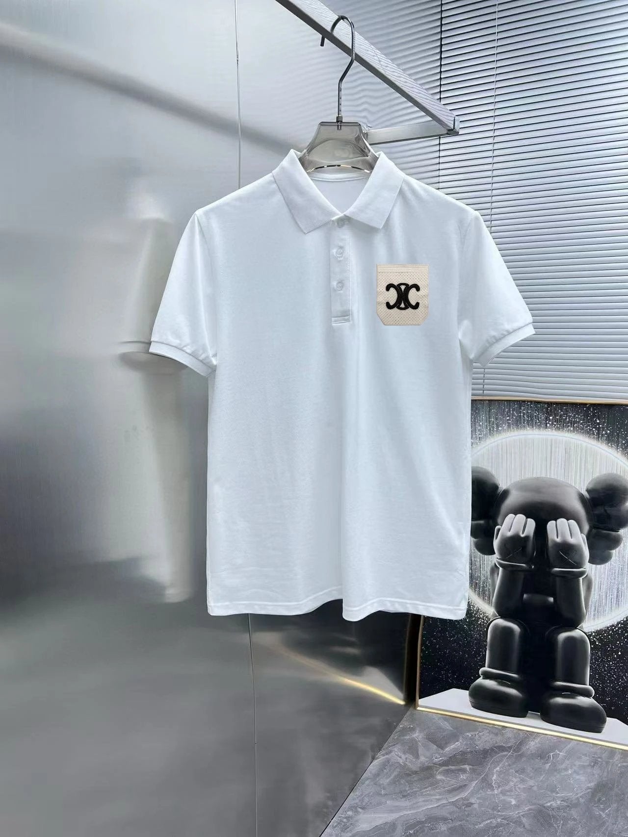 Celine T-shirt Pocket Pair C Letters logo Embroidery POLO Short Sleeve Turn-down Collar Shirt Unisex Summer Loose Fit T Business Commuter Short Sleeve Shirt Plus Size T-Shirt