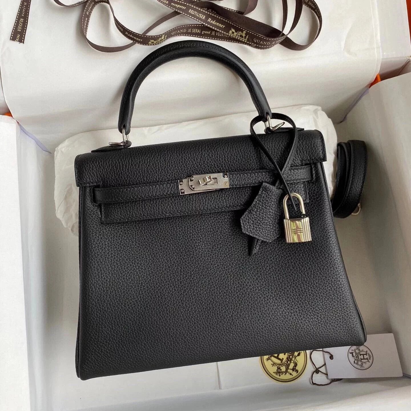 Hermes women's bag Top version Women's Bag Women's Bag Handbag Shoulder Bag Messenger Bag Kelly25cm28cmKellytogo Cowhide Wax Line Hand Sewing