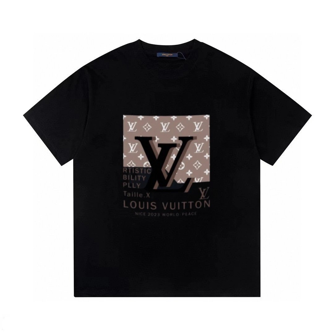 Louis Vuitton LV T-shirt Chest Letter Pattern Print logo round Neck Short Sleeve25ss New pure cotton T Unisex T-Shirt OS Loose Fit Base Shirt Top Half Sleeve T-Shirt