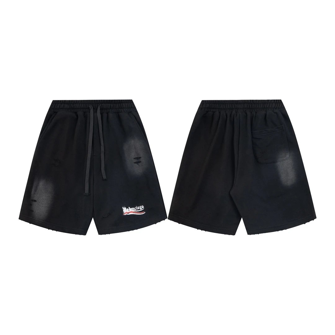 Balenciaga Shorts Predecessor Dissolved Coke Print logo Five-point Shorts25ss New Drawstring Casual Summer Pants5Two-in-One Casual Sweatpants for Men and Women, Pure Cotton Joggers