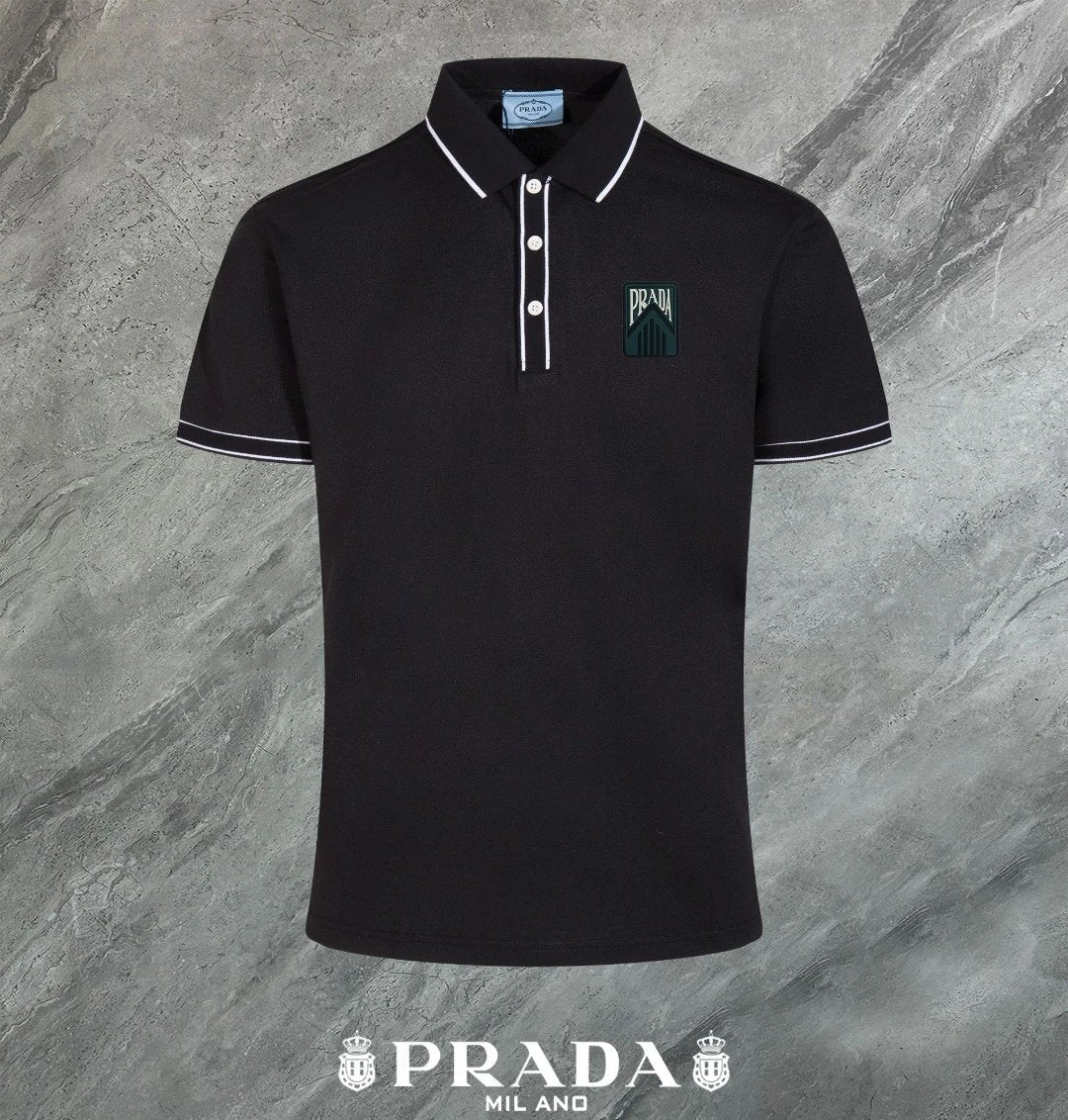 PRADA T-shirt Chest Letters logo Patch POLO Shirt Lapel Short Sleeve25ss New Unisex Commuter Short Sleeve Summer Loose Fit T Business Shirt Plus Size T-Shirt
