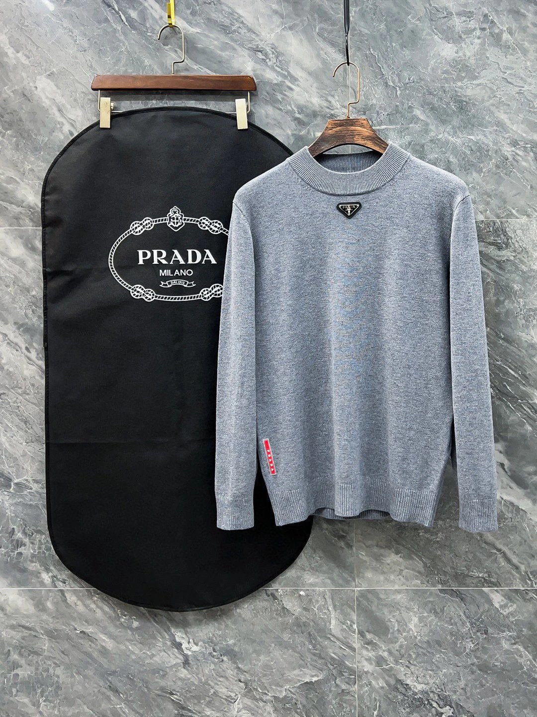 PRADA Sweater Audio-Technica Logo LOGO Three-Dimensional Mock Neck Sweater Long Sleeve Idle Style OS Loose Fit Unisex Knit Top Jacket Versatile Casual Wearable Inside and Outside