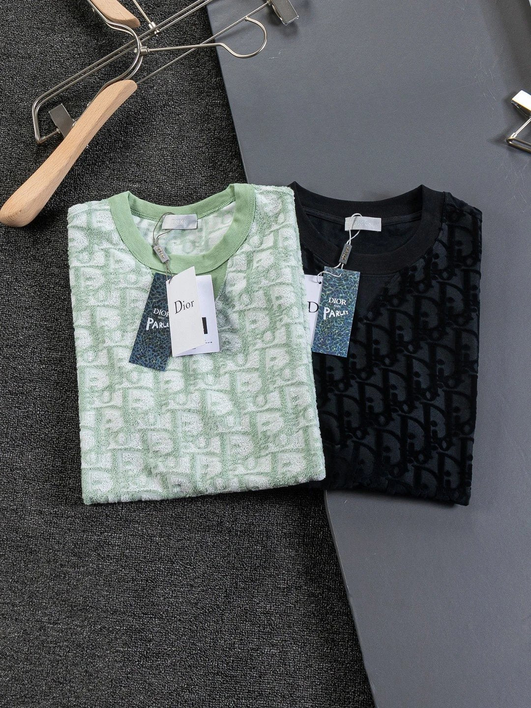 Dior T-shirt Jacquard Full Print Knitwear logo round Neck Short Sleeve25ss New Pure Cotton Unisex Style T Casual T-Shirt Base Layer Shirt OS Loose Fit Half Sleeve Top Plus Size
