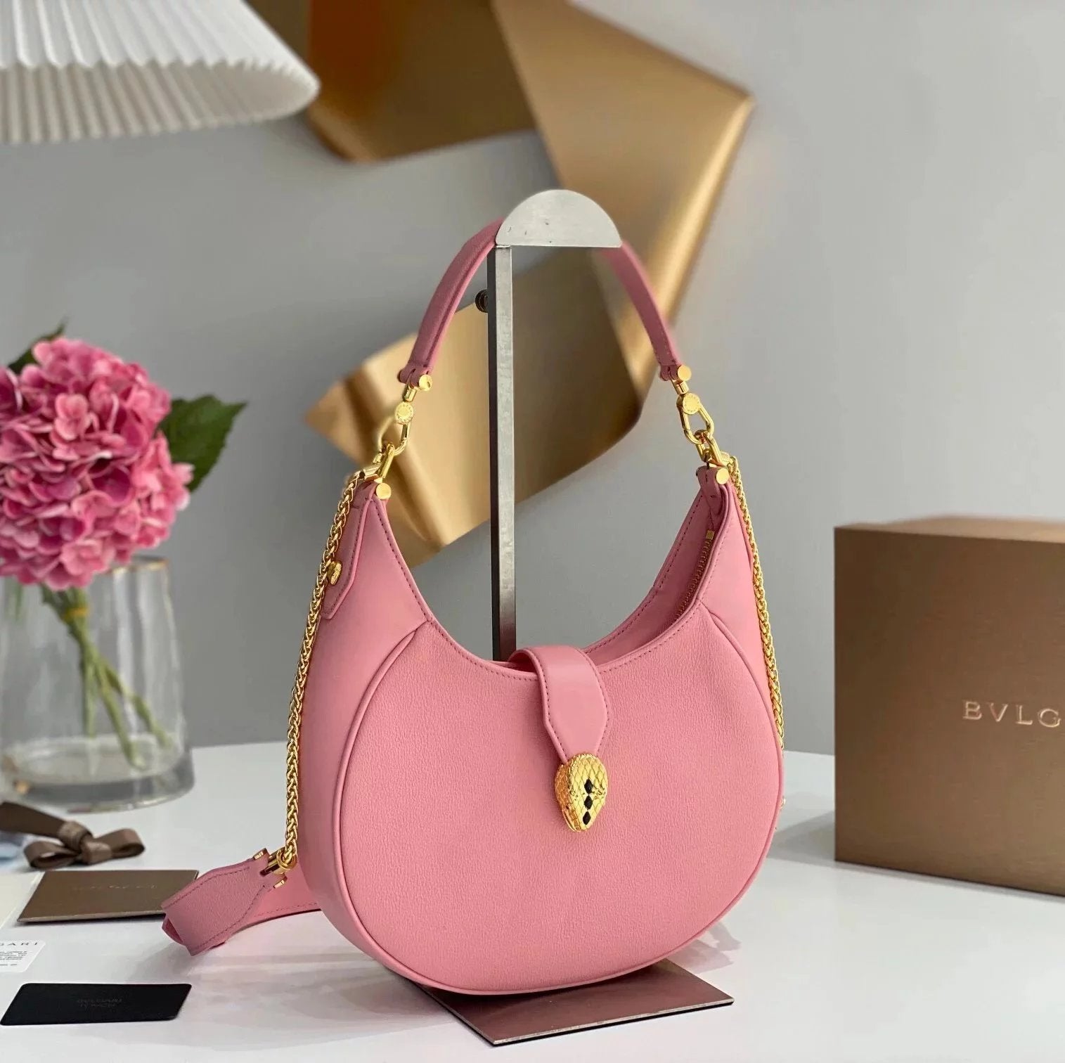 BVLGARI Bag Top version 【Original Leather】2022Spring and Summer New Women's Bag BVLGARI”Crossbody Bag Underarm Bag Blue Brand New SERPENTIELLIPSE Series hobo Bag Small Size Crossbody Bag Shoulder Bag Handbag Underarm Bag Cattle Leather Bag