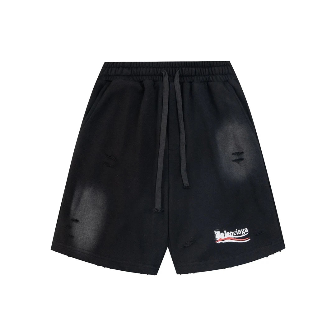 Balenciaga Shorts Predecessor Dissolved Coke Print logo Five-point Shorts25ss New Drawstring Casual Summer Pants5Two-in-One Casual Sweatpants for Men and Women, Pure Cotton Joggers