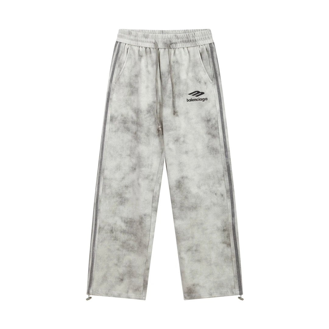Balenciaga Sweatpants Fleece Lined Thickened Straight Leg Sweatpants Sports Pants Autumn Unisex Long Pants Drawstring Winter Loose Plus Size Casual Pants High Waist Color Block