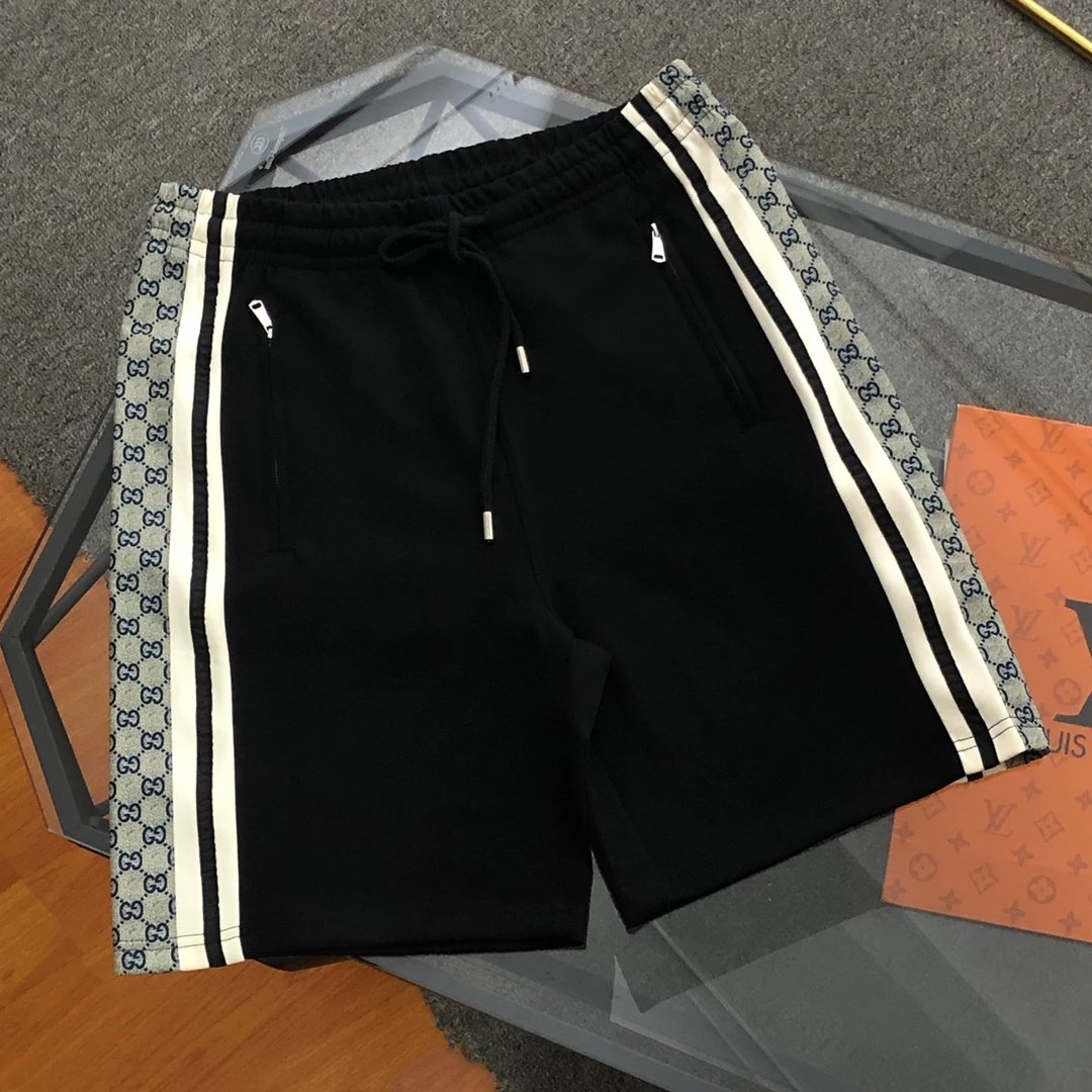 Gucci Shorts Double-Sided Jacquard Webbing logo Five-point Shorts25ss New Drawstring Casual Summer Pants American Style5Two-in-One Casual Sweatpants for Men and Women, Pure Cotton Joggers