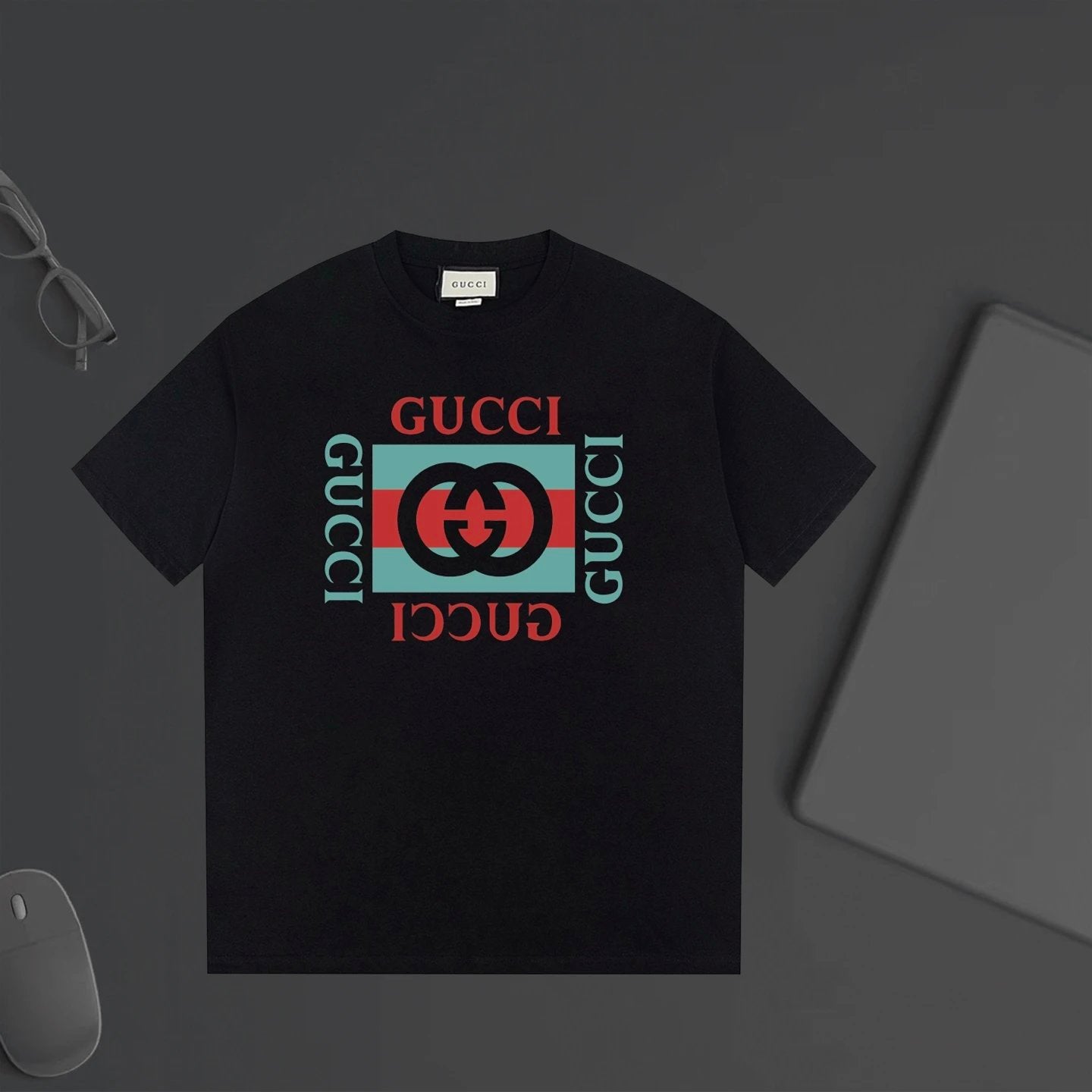 Gucci T-shirt Double-breasted G Letter Printing logo round Neck Short Sleeve25ss New Pure Cotton Unisex Style T T-shirt OS Loose Fit Base Shirt Half Sleeve T-Shirt Top Half Sleeve