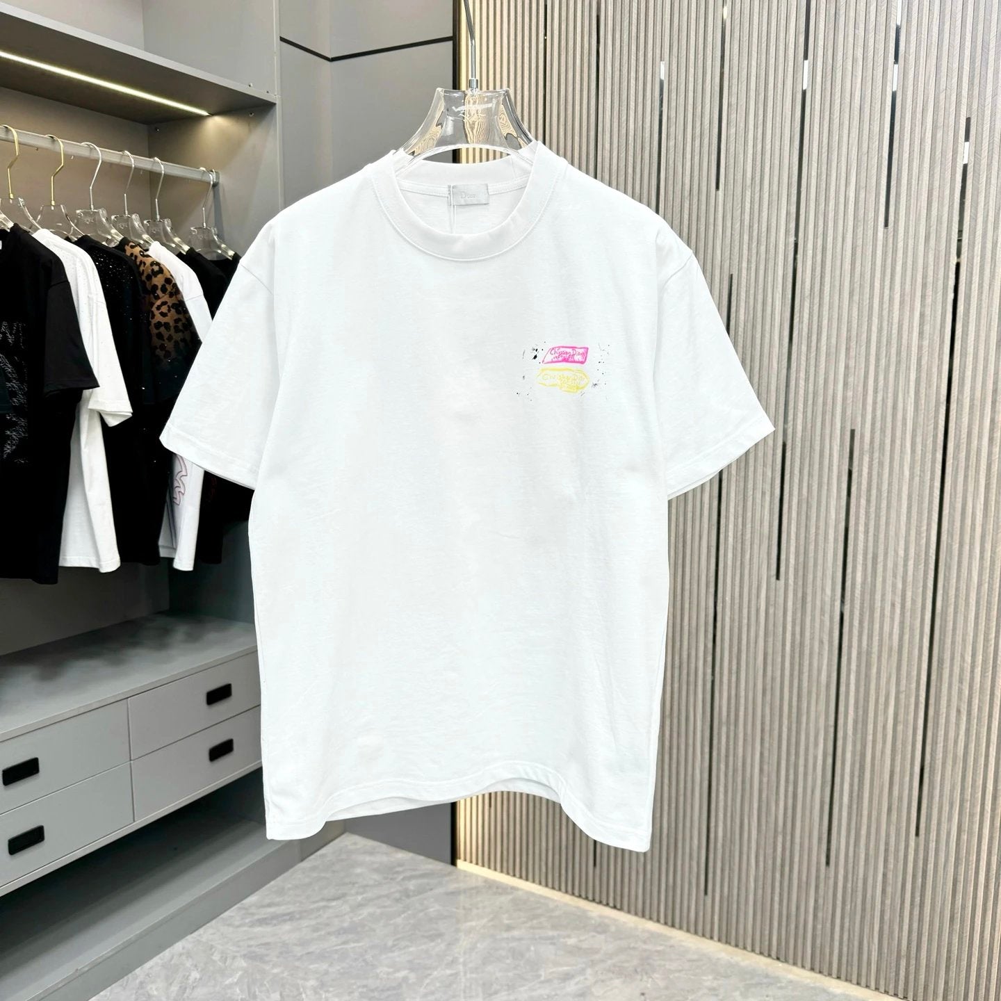 Dior T-shirt Back Hand-Painted Art Craft logo round Neck Short Sleeve25ss New pure cotton T Unisex T-Shirt OS Loose Fit Base Shirt Top Half Sleeve T-Shirt