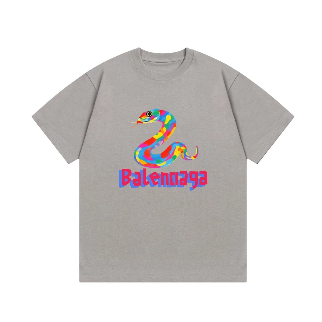 Balenciaga T-shirt Year of the Snake Limited Edition Letter Print Logo Logo Crew Neck Short Sleeve25ss New Pure Cotton Unisex Style T T-shirt OS Loose Fit Base Shirt Top Half Sleeve T-Shirt
