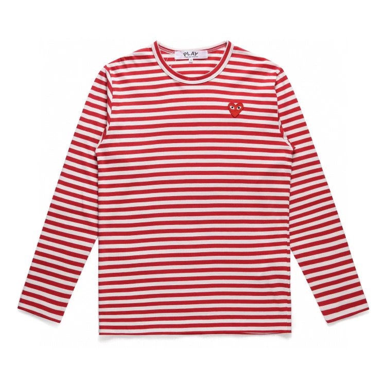 Rei Kawakubo Hoodie Top Version Couple Striped Love Men and Women round Neck Long Sleeve T T-shirt