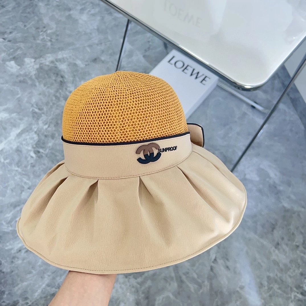 Chanel Hat Sun Hat with Dustproof Bag High Quality Fashion Big Hat2024New Vinyl Woven Bucket Hat,Wide Brim Super Easy to Match,Buy without Hesitation a Must-Have for Travel