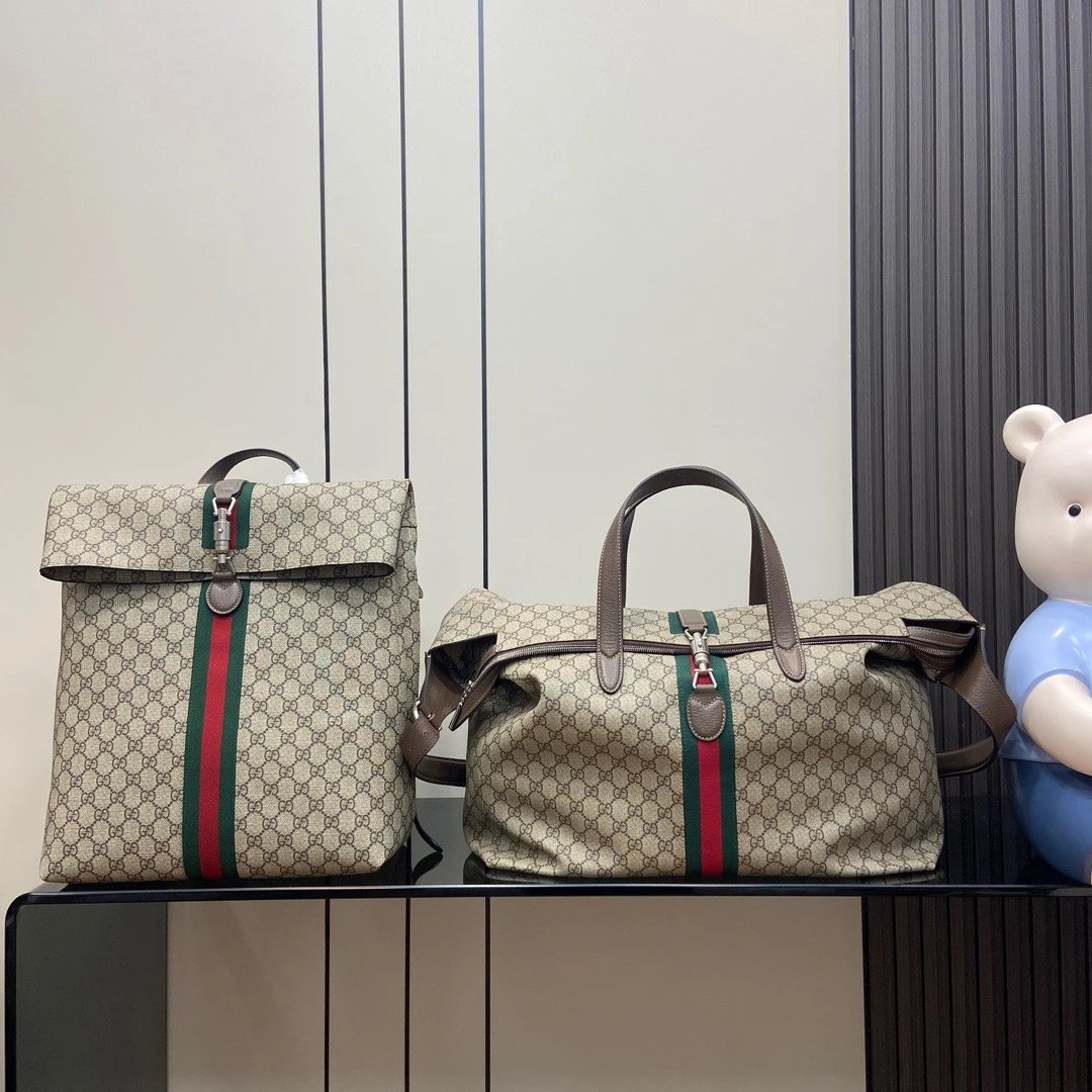 Gucci Tote Bag/Briefcase/Travel Bag Top version 【High Version Original Leather】2024New Jackie1961Series Large Backpack Backpack Women's Bag Men's Backpack Backpack45cm Travel Bag Luggage Bag Leisure Bag Tote Package Tote Bag Model:771344,771343
