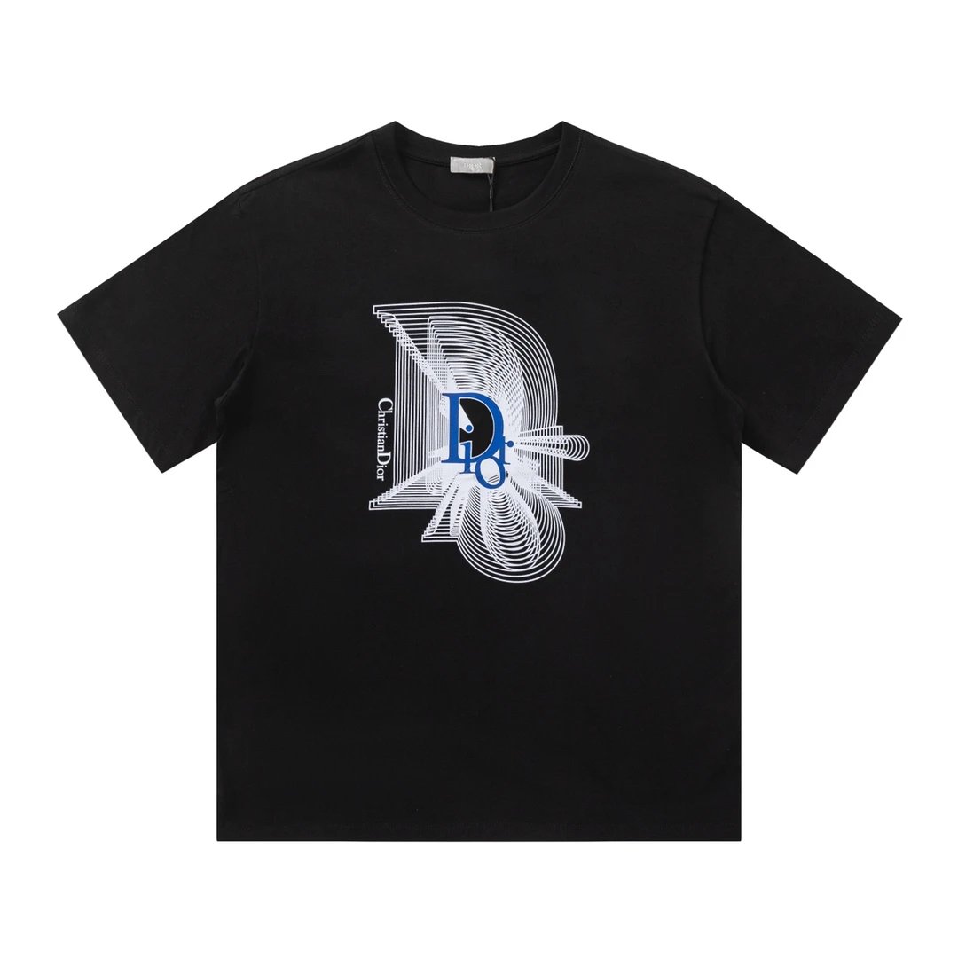 Dior T-shirt Chest Three-Dimensional Line Pattern Letter Print logo round Neck Short Sleeve25ss New Pure Cotton Unisex Style T T-shirt OS Loose Fit Base Shirt Half Sleeve T-Shirt Top Half Sleeve