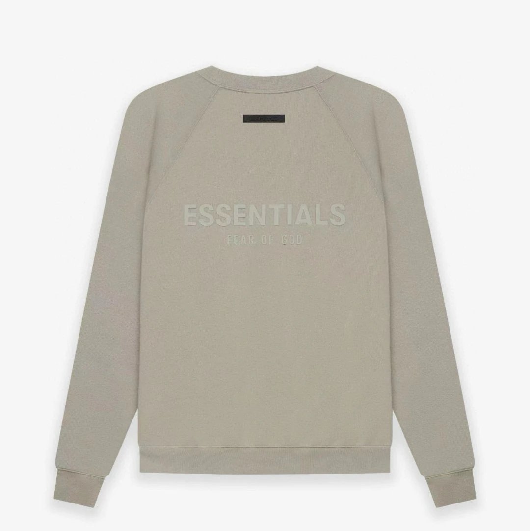 ESSENTIALS Hoodie Top Version New Double Line Fleece-lined Letters behind Printed Crew Neck Sweatshirt