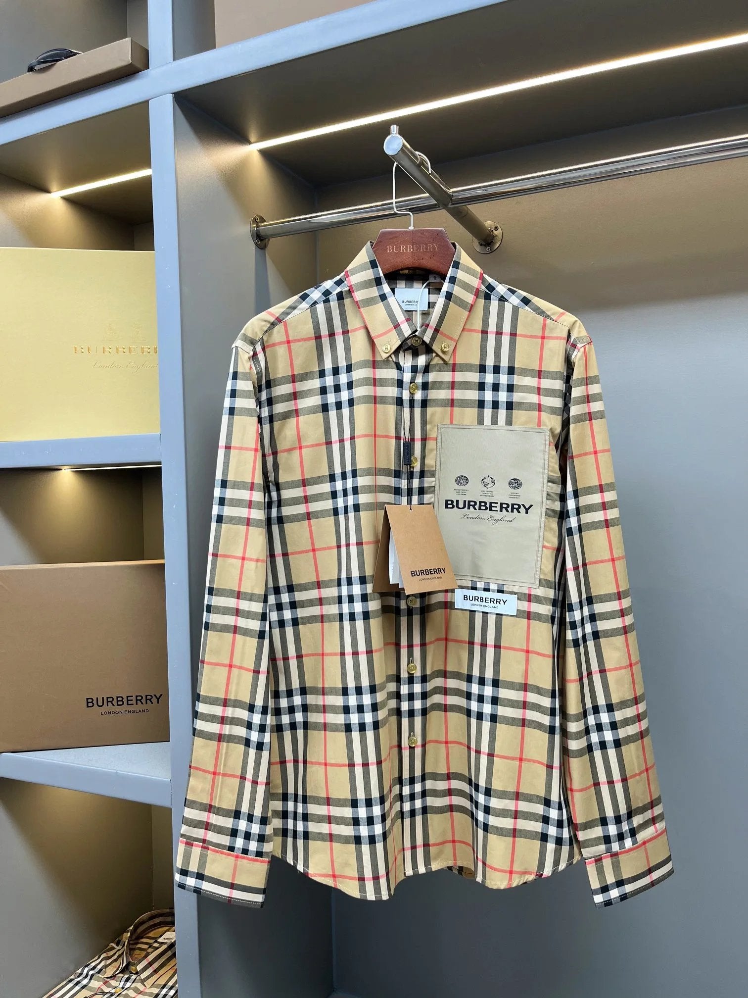 Burberry Shirt Unisex Label Inlay Cotton Long Sleeve Shirt Casual Versatile