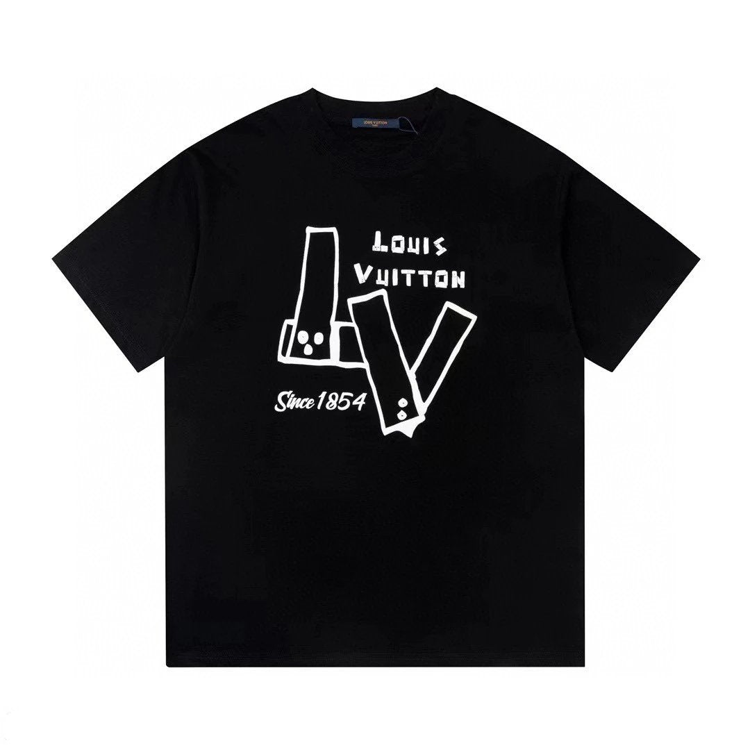 Louis Vuitton LV T-shirt Chest Letter Print logo round Neck Short Sleeve25ss New Pure Cotton Unisex Style T Casual T-Shirt Base Layer Shirt OS Loose Fit Half Sleeve Top Plus Size