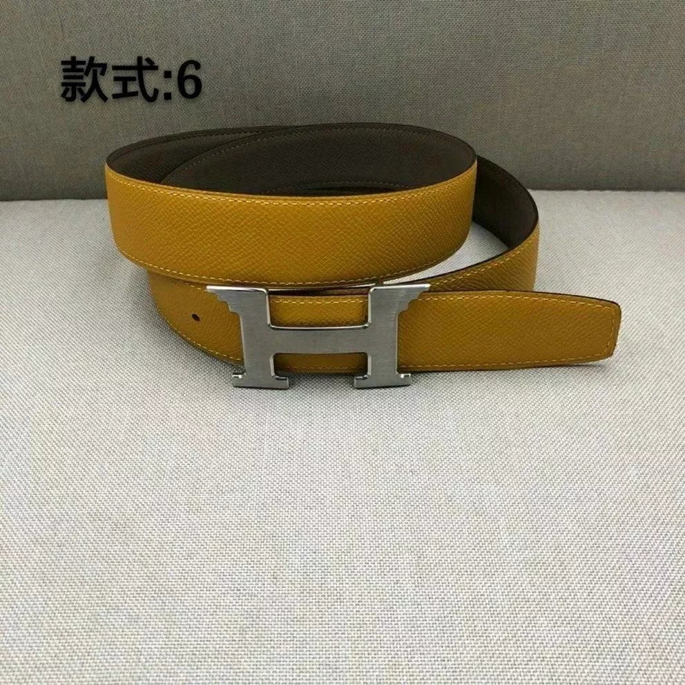 Hermes Belt Top version Men's and Women's Leather Belt Double-Sided Belt Italy Imported Cowhide Leather Original Leather Pure Steel Buckle Palm Grain h Home Double h Buckle Jeans Button