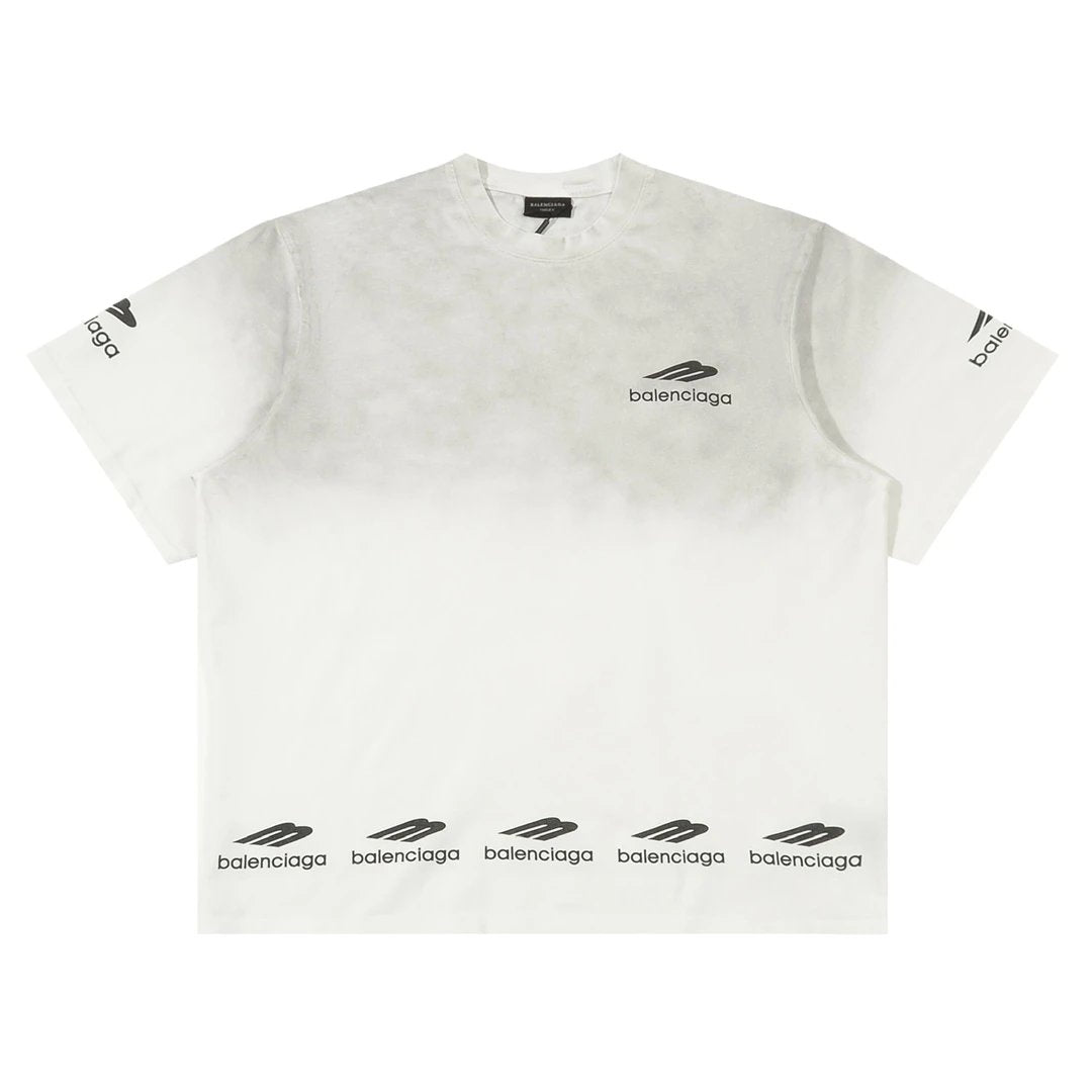 Balenciaga T-shirt Front Chest Washed Letter Print logo round Neck Short Sleeve25ss New pure cotton T Unisex T-Shirt OS Drop Shoulder Loose Fit Base Shirt Top T-Shirt Short Sleeve