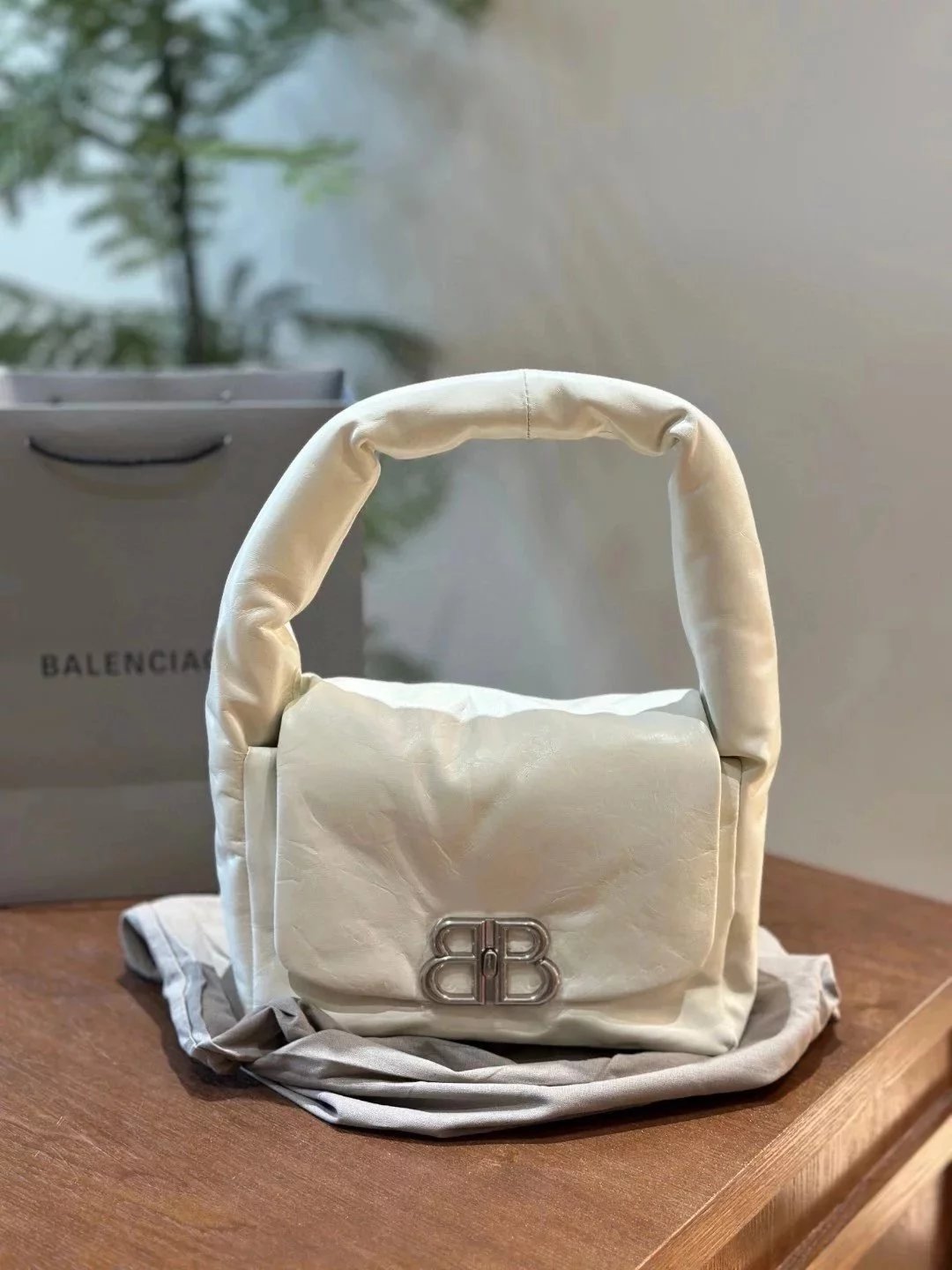 Balenciaga Bag Top version A Women's Bag2024New Summer Products MONACO Handbag Oil Wax Cowhide hobo Underarm Bag Shoulder Bag