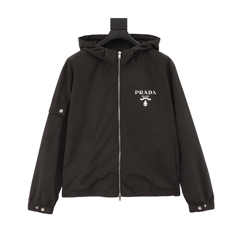 PRADA Jackets Logo Printed Woven Trench Coat for Men and Women