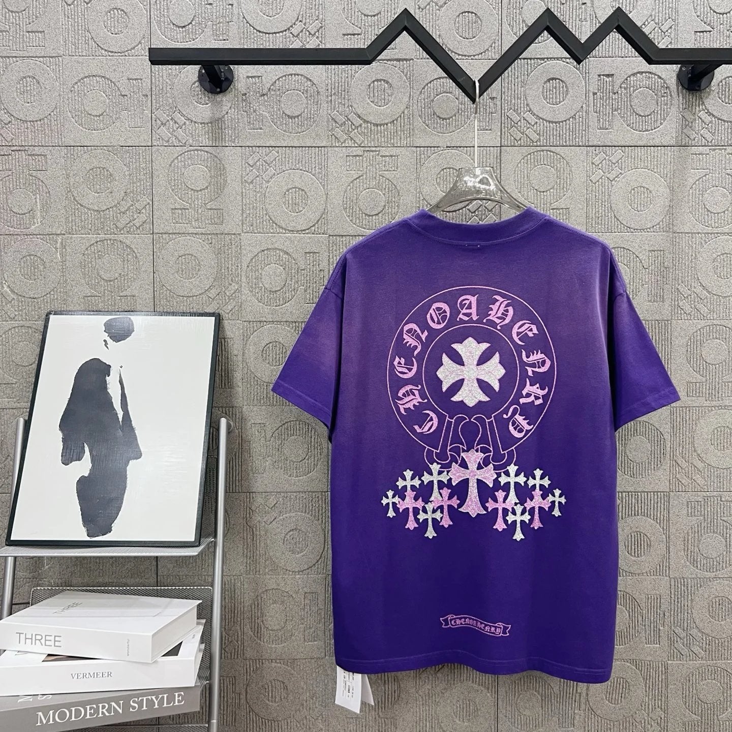 Chrome Hearts T-shirt Backside Gold Stamped Sanskrit Letters logo round Neck Short Sleeve25ss New Pure Cotton Unisex Style T T-shirt OS Loose Fit Base Shirt Half Sleeve T-Shirt Top Half Sleeve