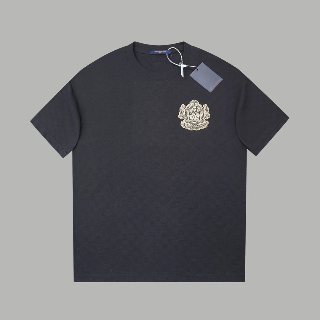 Louis Vuitton LV T-shirt Chest Checkerboard Pattern Jacquard Embroidery logo round Neck Short Sleeve25ss New Pure Cotton Unisex Style T Casual T-Shirt Base Layer Shirt OS Loose Fit Half Sleeve Top Plus Size