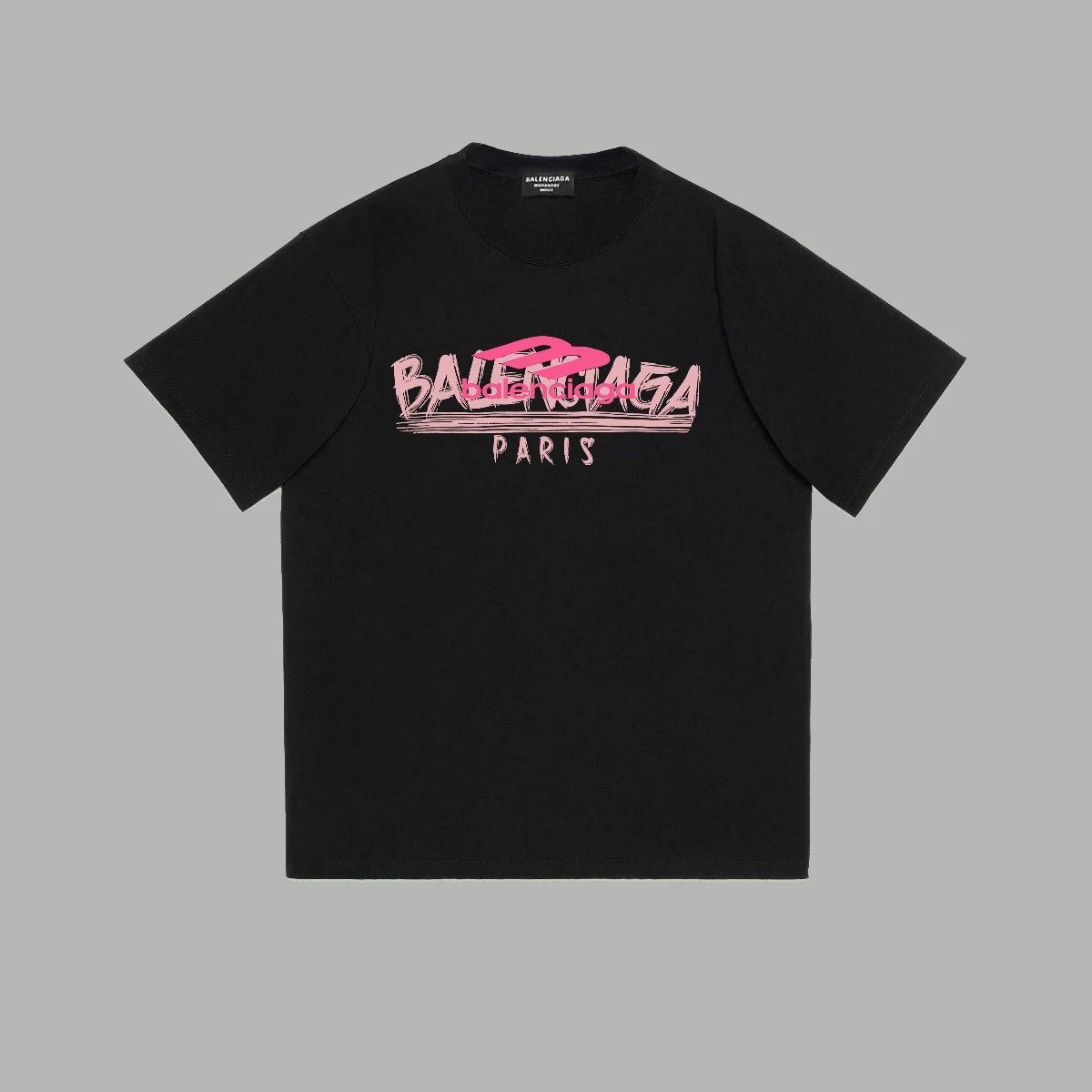 Balenciaga T-shirt Spring and Summer2025SS Limited Edition Overlapping Pink Letters logo Printed Crew Neck Short Sleeve Pure Cotton Unisex T Shirt Bottoming Shirt OS Loose design b Home T-shirt