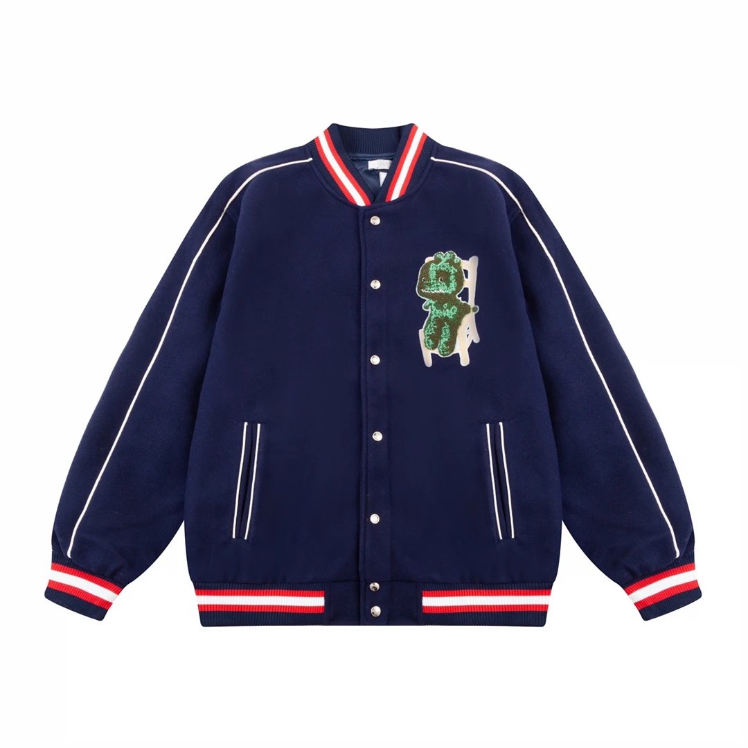 Dior Jackets Collaboration Jacket Coat Otani Graffiti Pen Design Little Dinosaur Stand Collar Baseball Jacket Loose Fit Sportswear Unisex24ss Autumn and Winter New Products