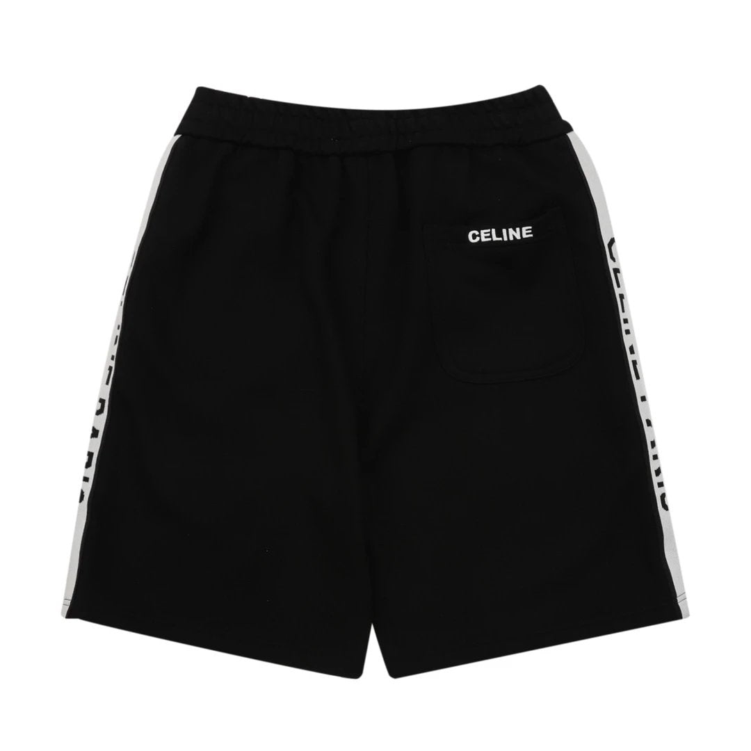 Celine Shorts Double-Sided Webbing Letter Embroidery logo Five-point Shorts25ss New Drawstring Casual Summer Pants American Style5Two-in-One Casual Sweatpants for Men and Women, Pure Cotton Joggers